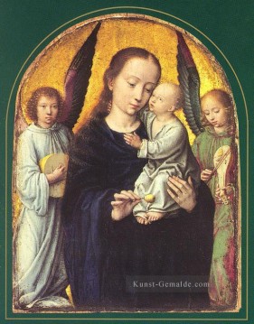  engel - Maria und das Kind mit zwei Musizierende Engel Gerard David